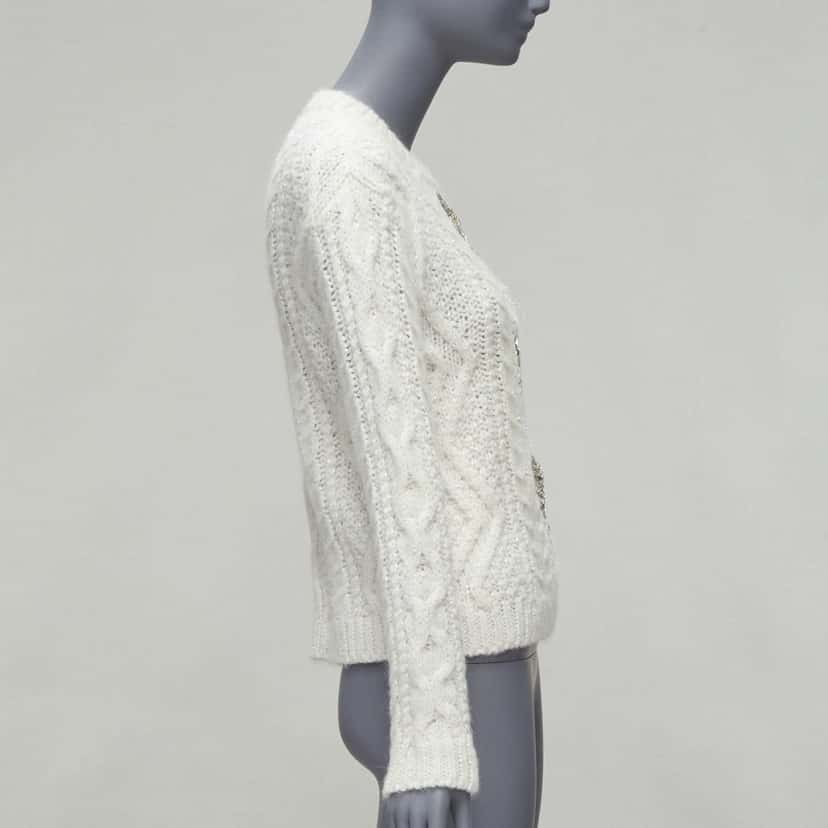 Valentino Garavani Sequins Bow Sweater White Polyester Never worn - Model View