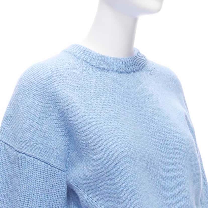 Alexander Mcqueen Speckled Cropped Sweater Blue Wool Never worn - Back View