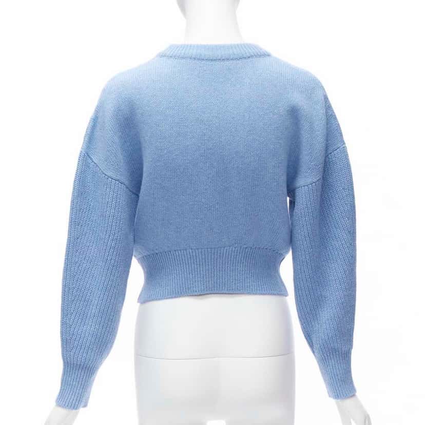 Alexander Mcqueen Speckled Cropped Sweater Blue Wool Never worn - Box View