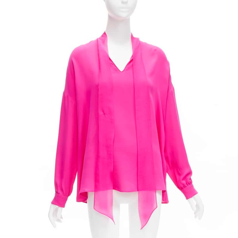 Valentino Garavani Silk Tie Blouse Pink Silk Never worn - Front View