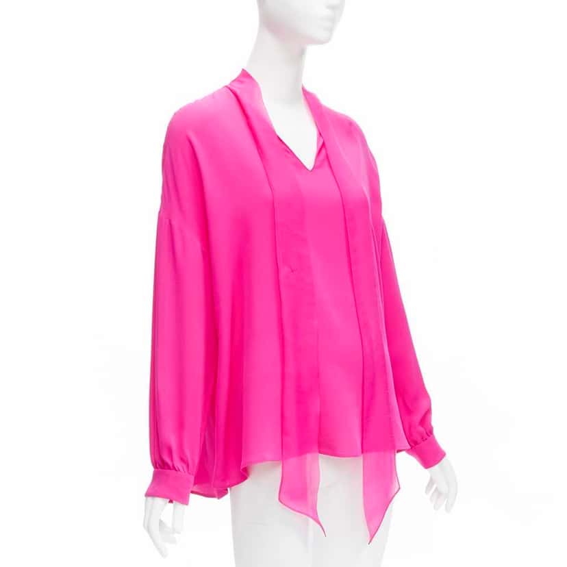 Valentino Garavani Silk Tie Blouse Pink Silk Never worn - Inside View