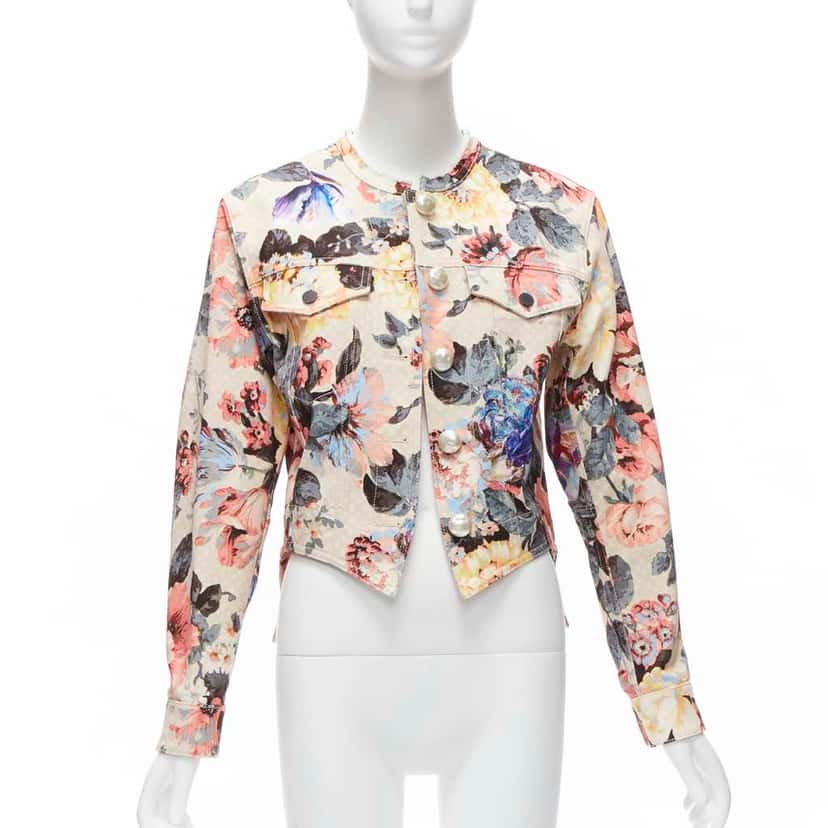 Louis Vuitton Vintage Flower Cropped Jacket Pink Cotton Never worn - Inside View