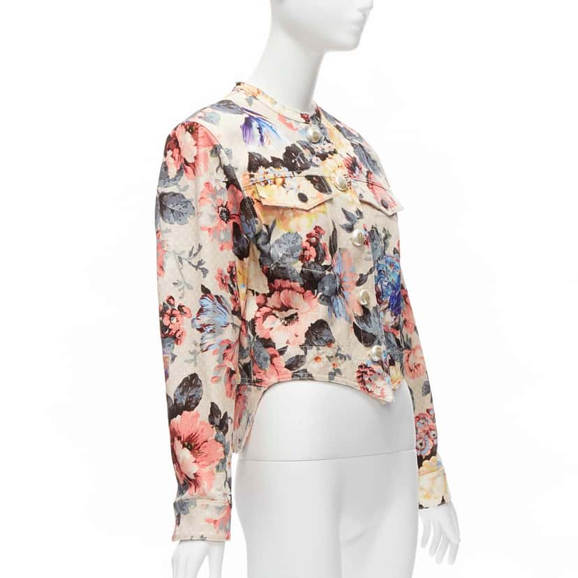 Louis Vuitton Vintage Flower Cropped Jacket Pink Cotton Never worn - Model View