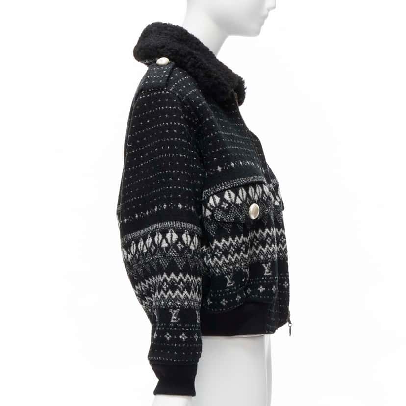 Louis Vuitton Black Intarsia Wool Jacket Black Wool Very good condition - Box View
