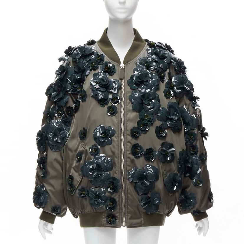Prada Green Nylon Oversized Bomber Green Very good condition - Front View