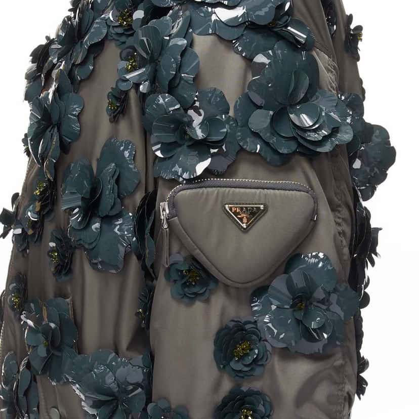 Prada Green Nylon Oversized Bomber Green Very good condition - Back View
