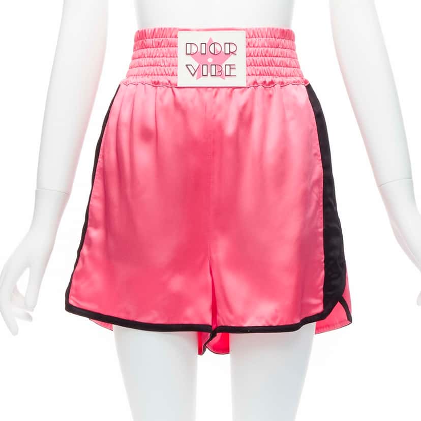 Christian Dior Boxing Satin Shorts Pink Viscose Never worn - Inside View