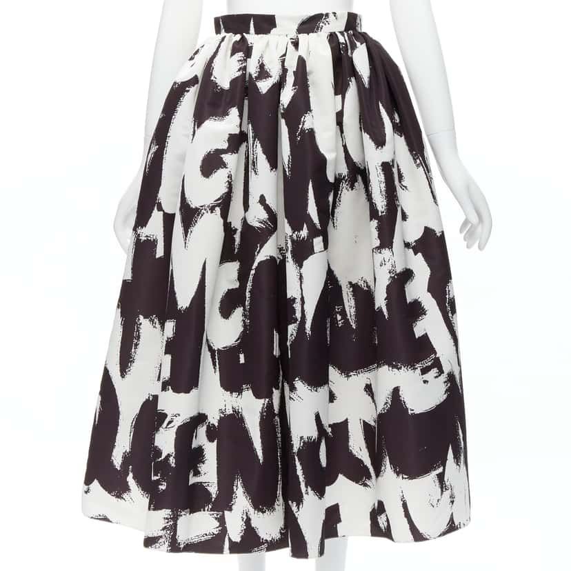 Alexander McQueen Graffiti Flared Skirt Black Polyester Never worn - Front View