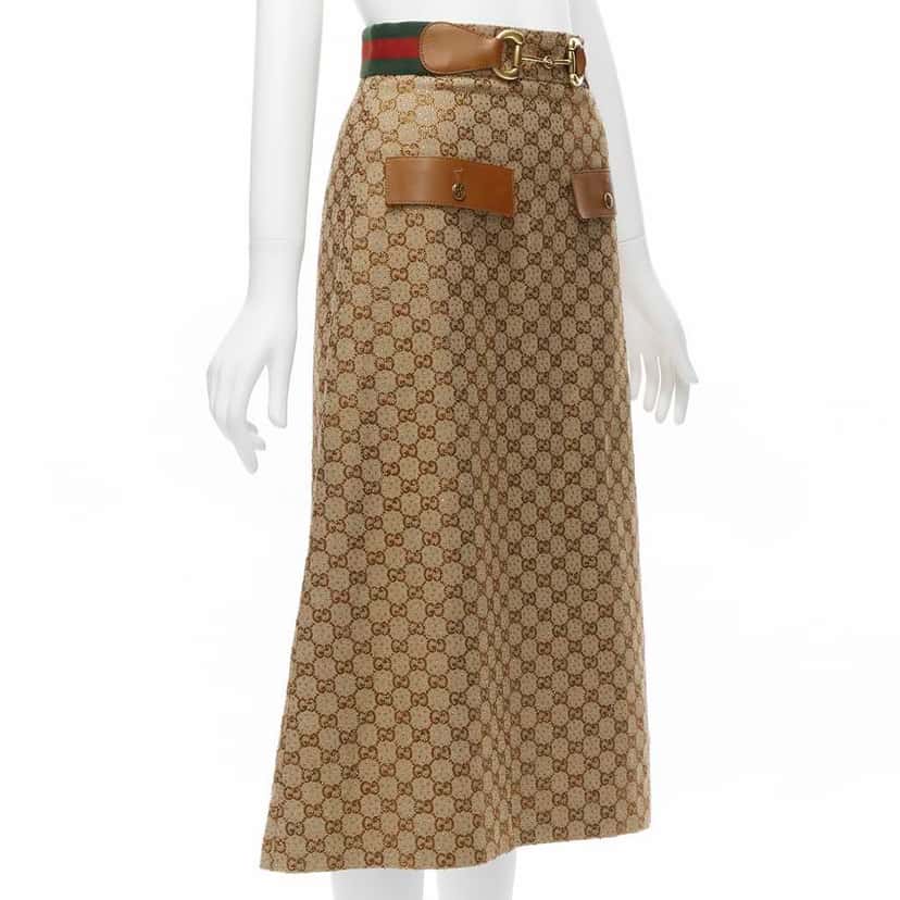 Gucci Crystal Leather Skirt Brown Polyester Very good condition - Inside View