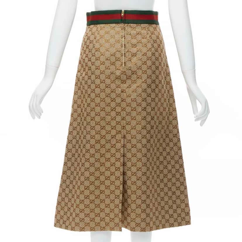 Gucci Crystal Leather Skirt Brown Polyester Very good condition - Box View