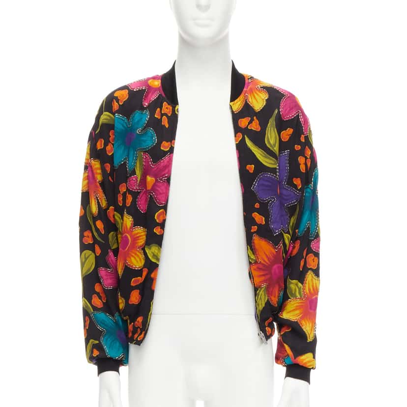 Saint Laurent Floral Crepe Bomber Jacket MultiColor Never worn - Inside View