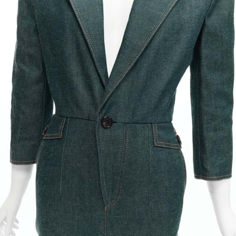 Saint Laurent Denim Shoulder Jumpsuit Blue Never worn - Back View