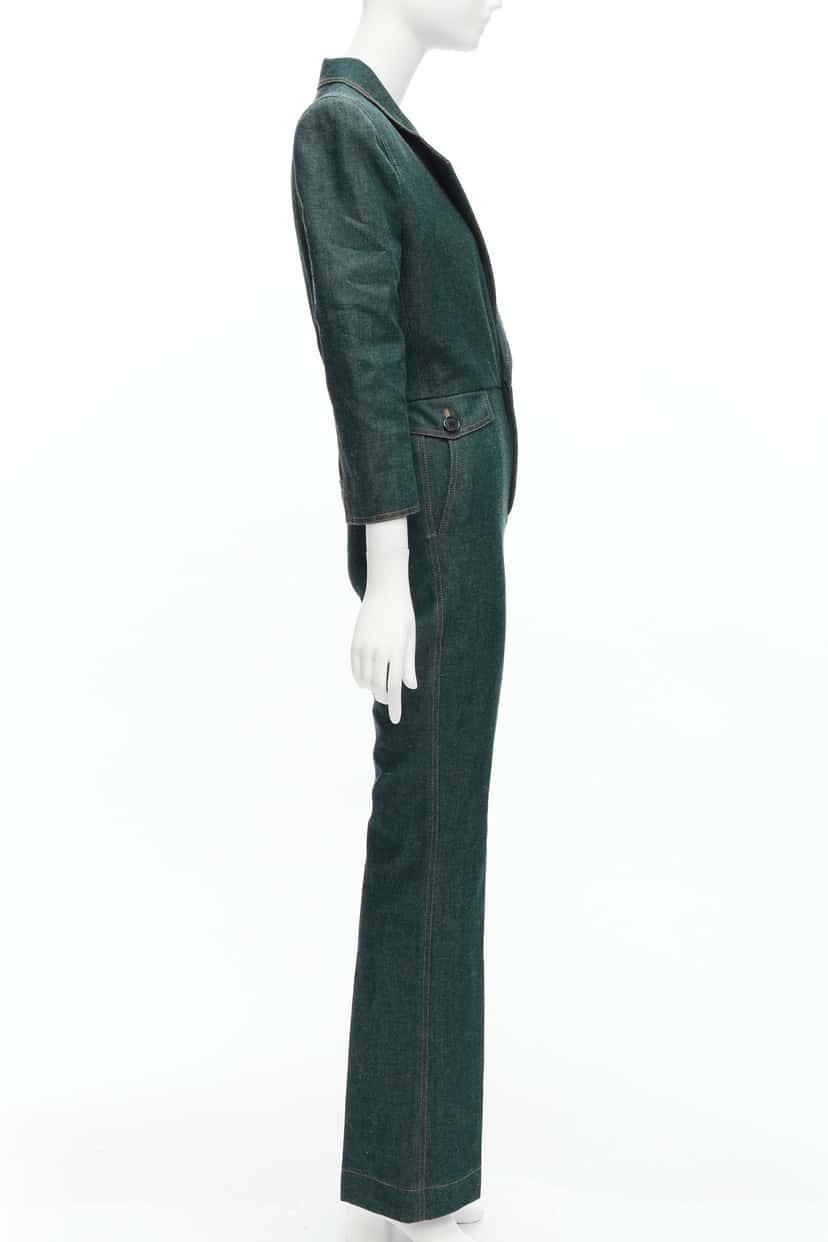 Saint Laurent Denim Shoulder Jumpsuit Blue Never worn - Model View