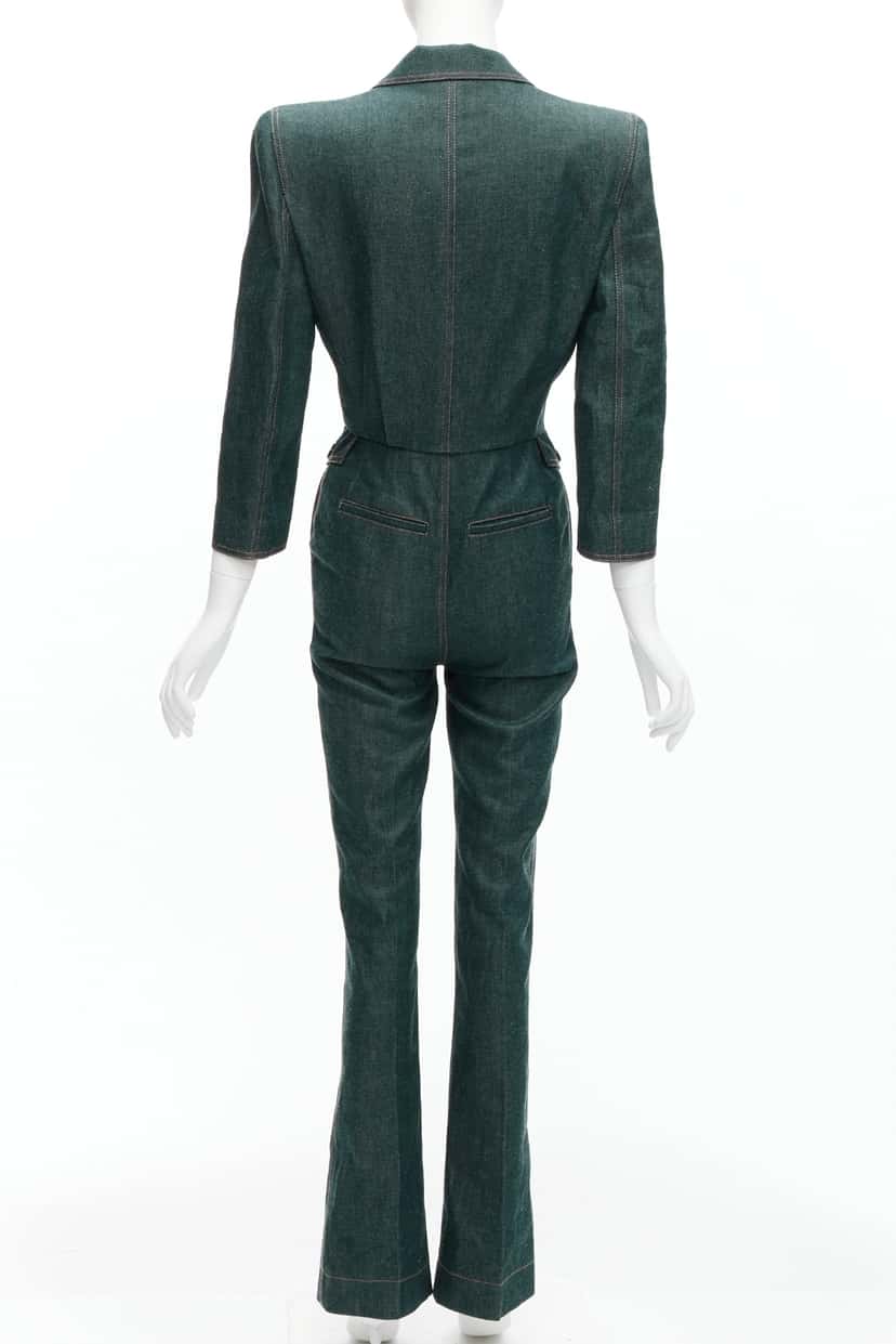 Saint Laurent Denim Shoulder Jumpsuit Blue Never worn - Box View