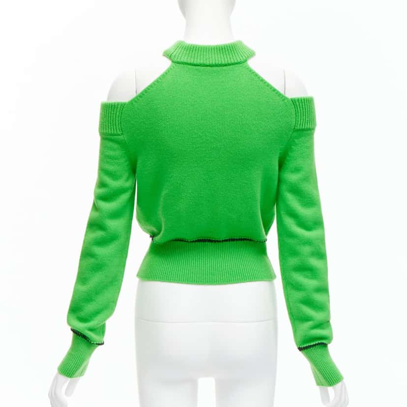 Alexander McQueen Green Cold Shoulder Green Wool Never worn - Box View