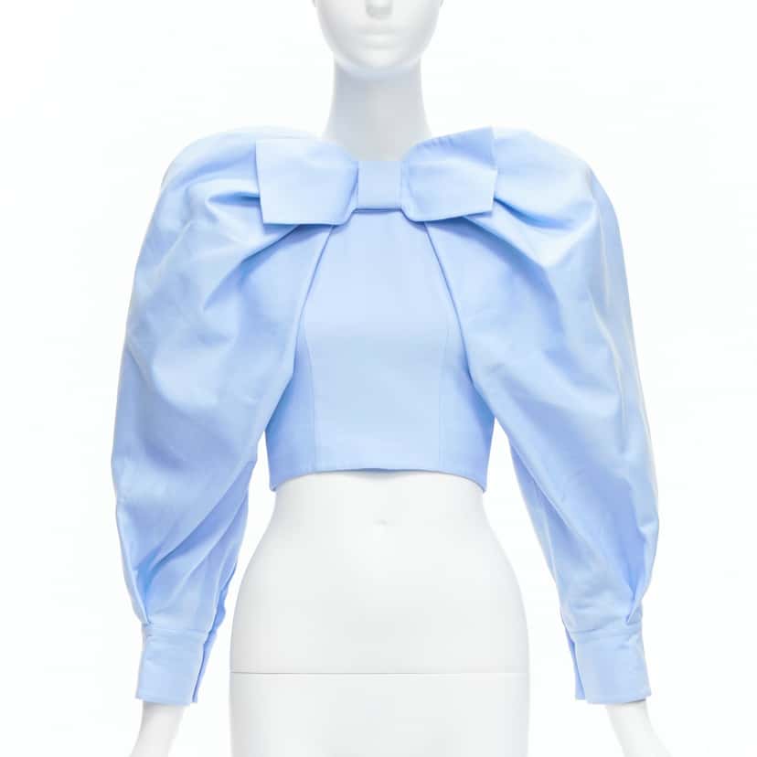 Shushu Tong Bow Puff Top Blue Cotton Very good condition - Front View