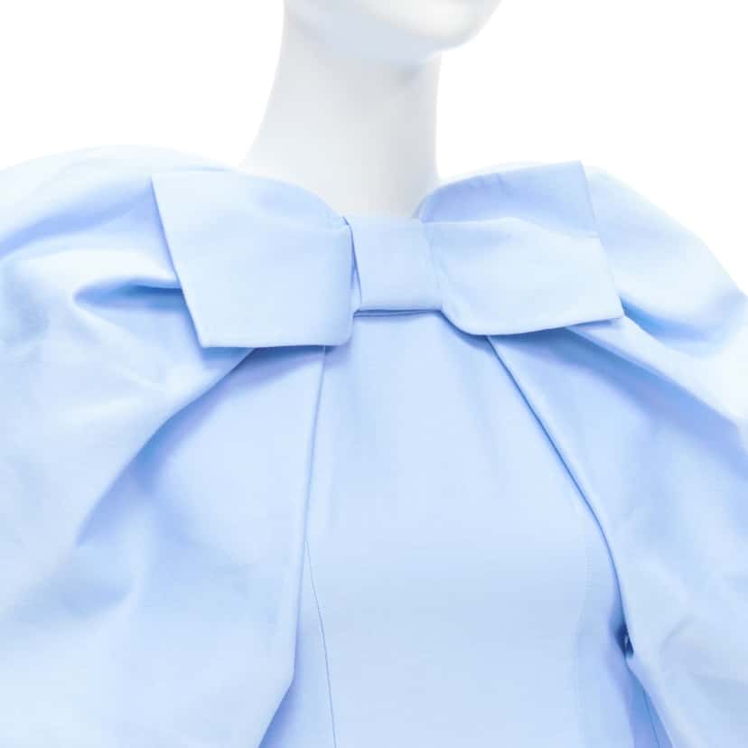 Shushu Tong Bow Puff Top Blue Cotton Very good condition - Back View