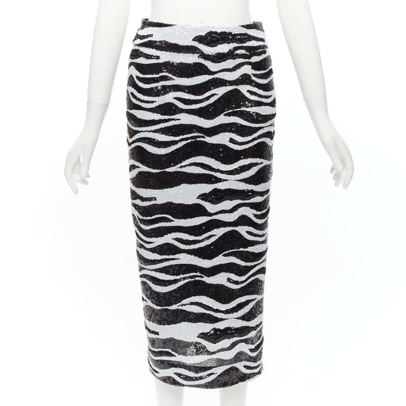 Dolce & Gabbana Zebra Lace Skirt Black Polyester Never worn - Front View