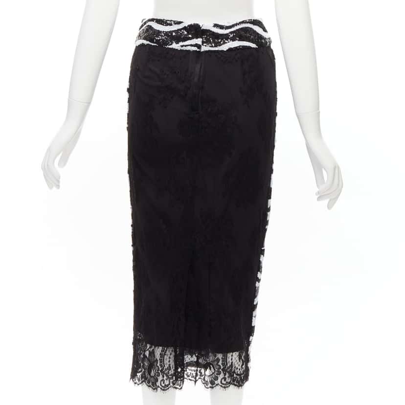 Dolce & Gabbana Zebra Lace Skirt Black Polyester Never worn - Back View