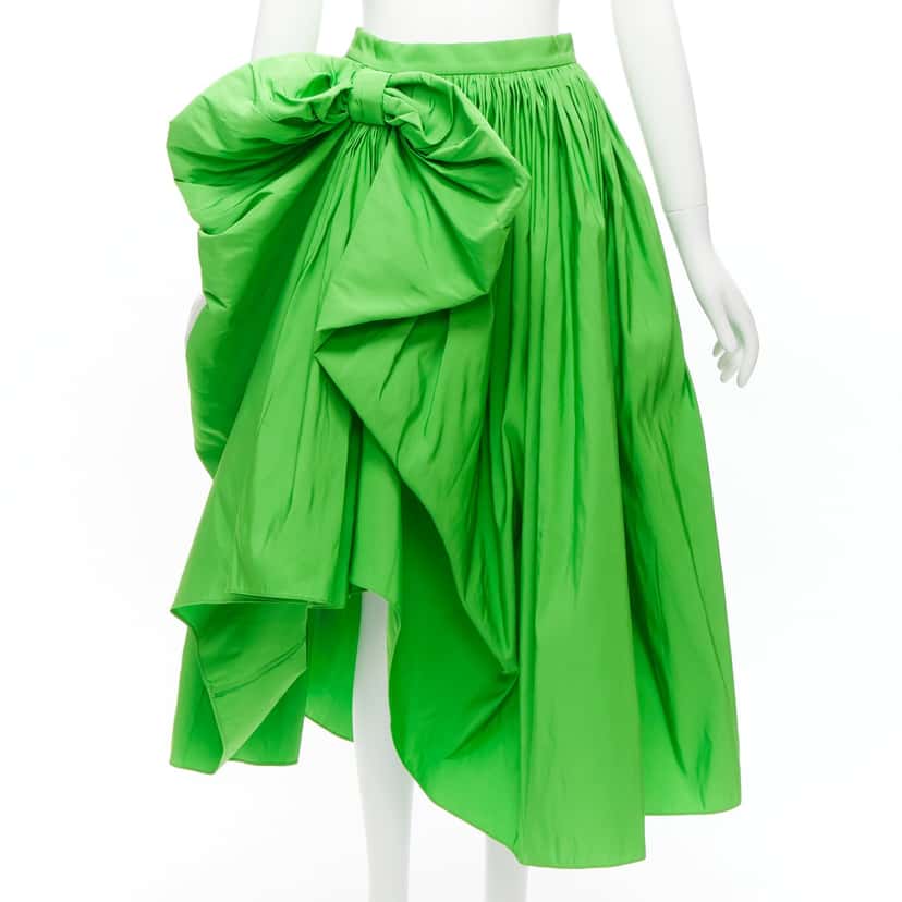 Alexander McQueen Bow Detail Skirt Green Polyester Never worn - Front View