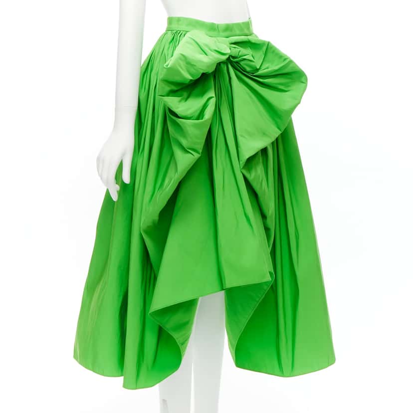 Alexander McQueen Bow Detail Skirt Green Polyester Never worn - Inside View