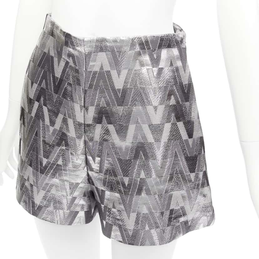 Valentino Garavani Optical Jacquard Shorts Silver Viscose Never worn - Back View