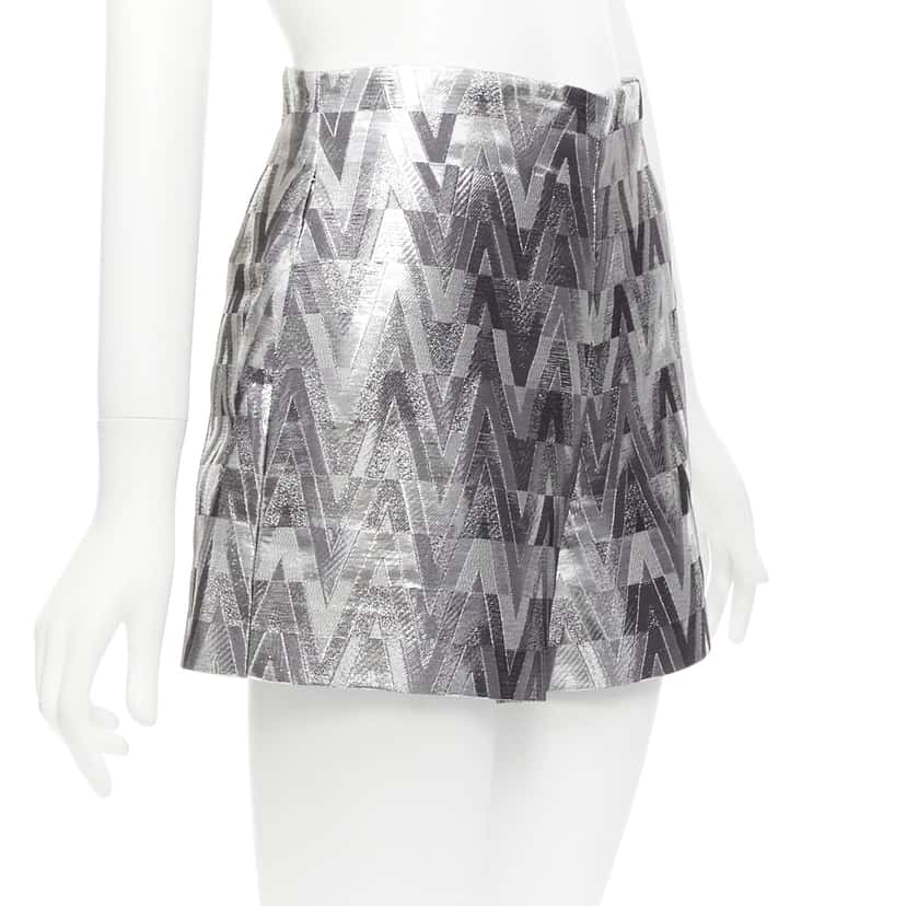 Valentino Garavani Optical Jacquard Shorts Silver Viscose Never worn - Inside View