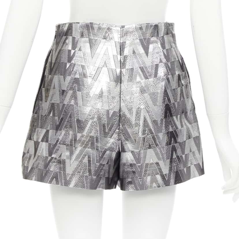Valentino Garavani Optical Jacquard Shorts Silver Viscose Never worn - Box View