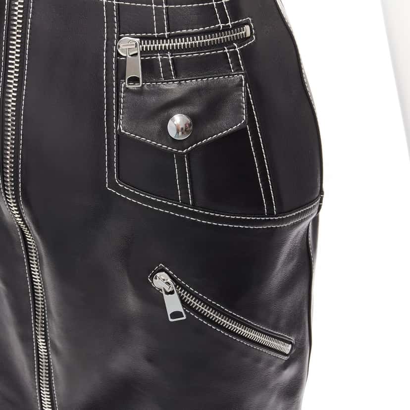 Alexander McQueen Biker Zip Skirt Black Leather Never worn - Back View