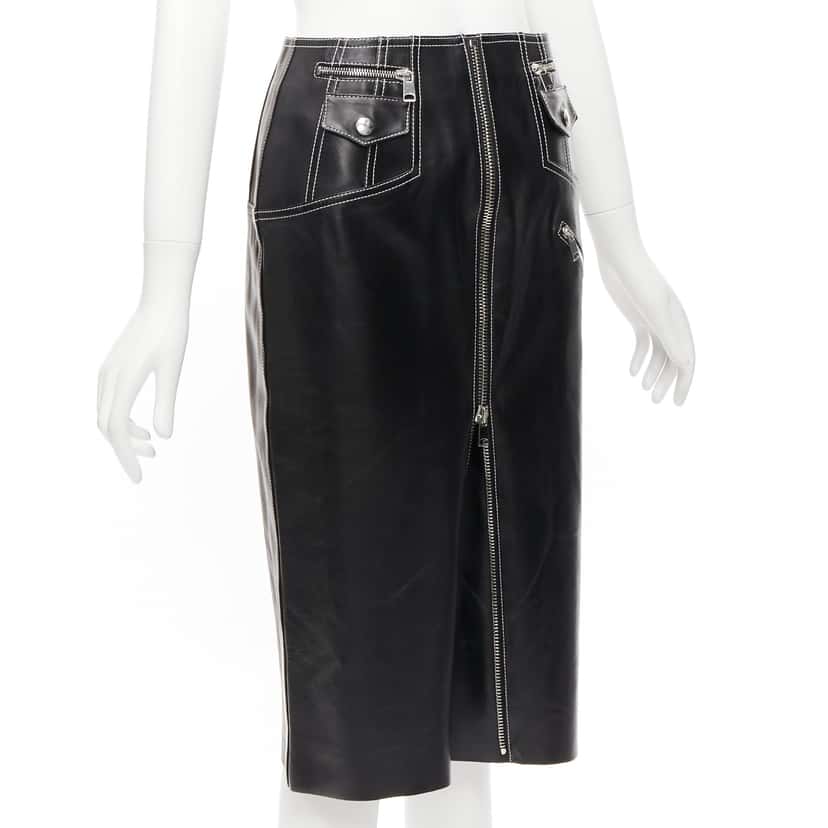 Alexander McQueen Biker Zip Skirt Black Leather Never worn - Inside View