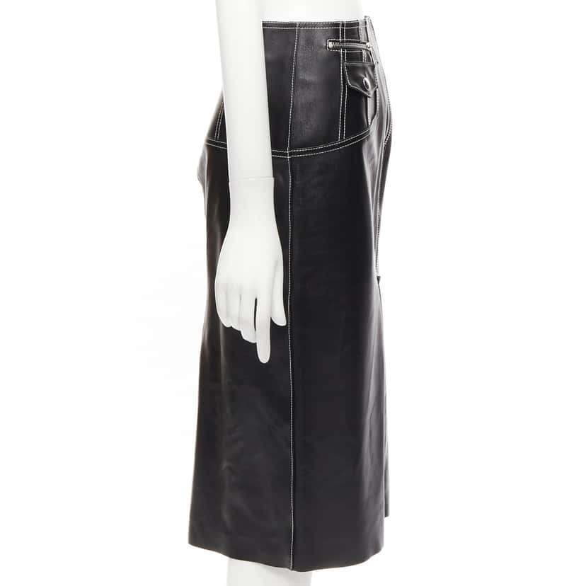 Alexander McQueen Biker Zip Skirt Black Leather Never worn - Model View
