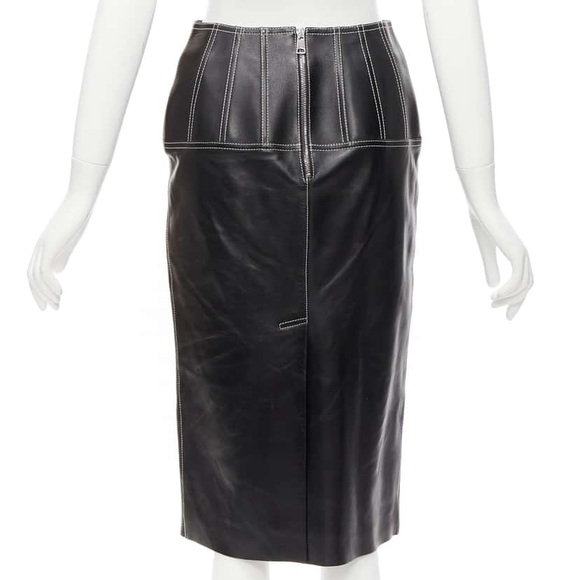 Alexander McQueen Biker Zip Skirt Black Leather Never worn - Box View