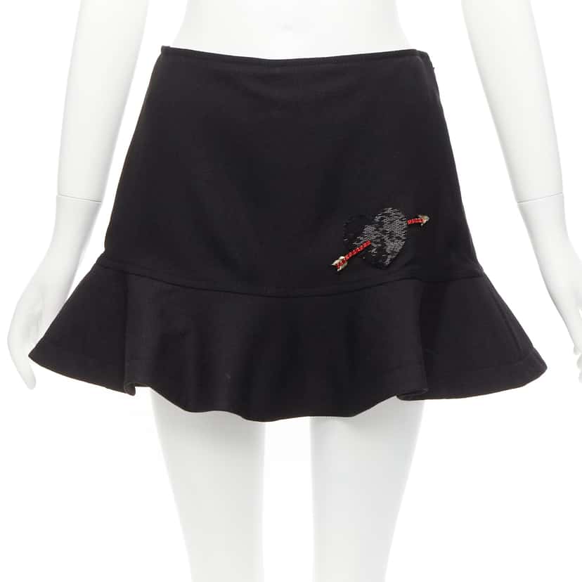 Valentino Garavani Bead Heart Shorts Black Wool Never worn - Front View