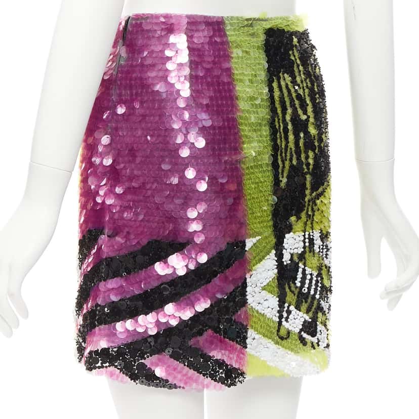 Christian Dior Lion Embellished Skirt Green Polyamide Never worn - Box View