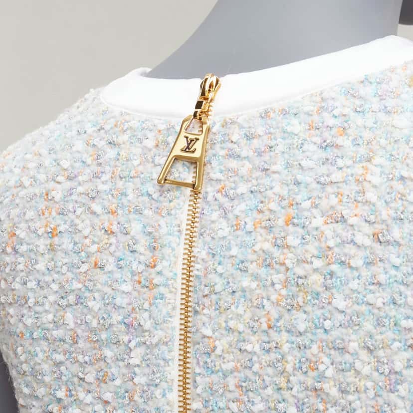 Louis Vuitton Boucle Tweed Top White Polyamide Never worn, with tag - Back View