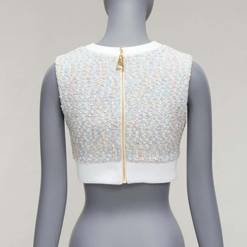 Louis Vuitton Boucle Tweed Top White Polyamide Never worn, with tag - Box View