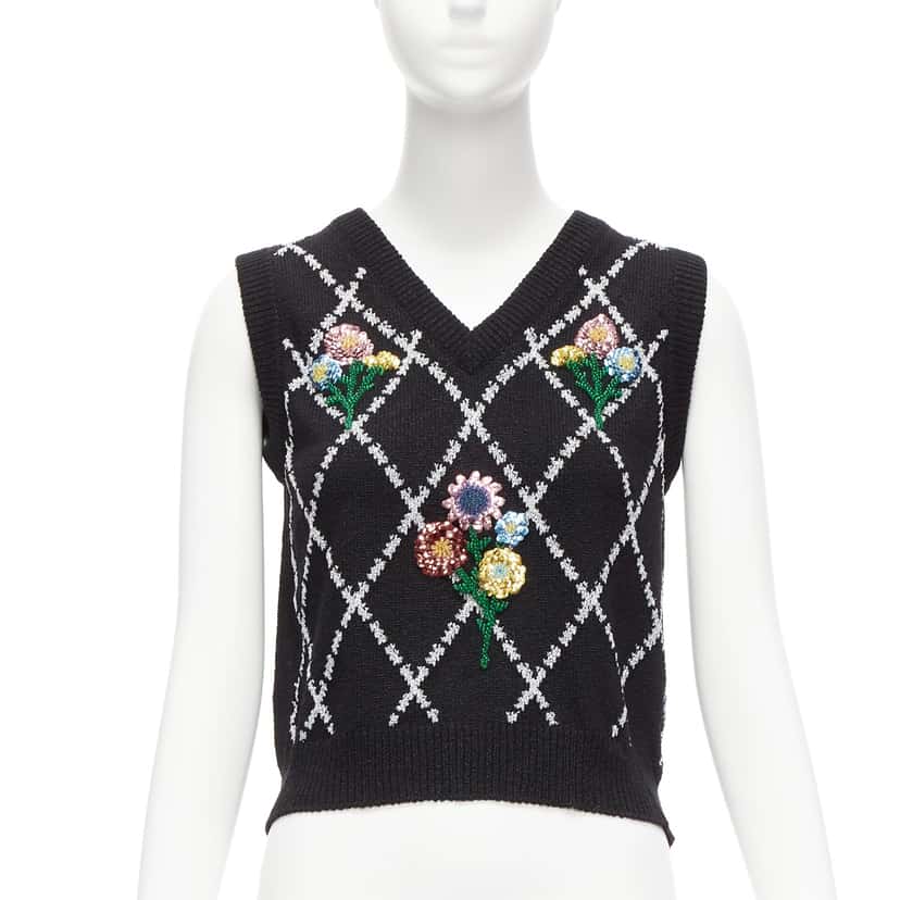 Gucci Argyle Sweater Vest Black Viscose Never worn - Back View