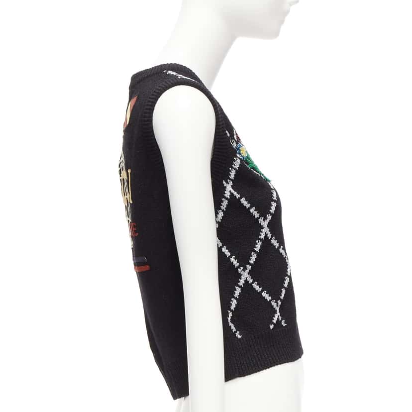 Gucci Argyle Sweater Vest Black Viscose Never worn - Model View