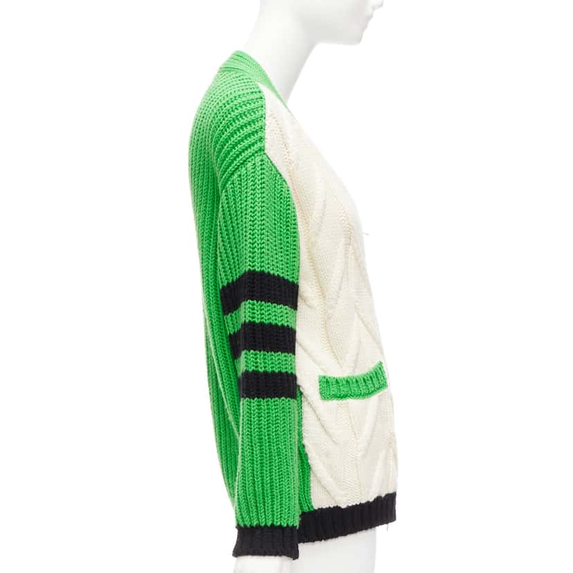 Gucci Logo Varsity Cardigan Green Wool Never worn - Box View