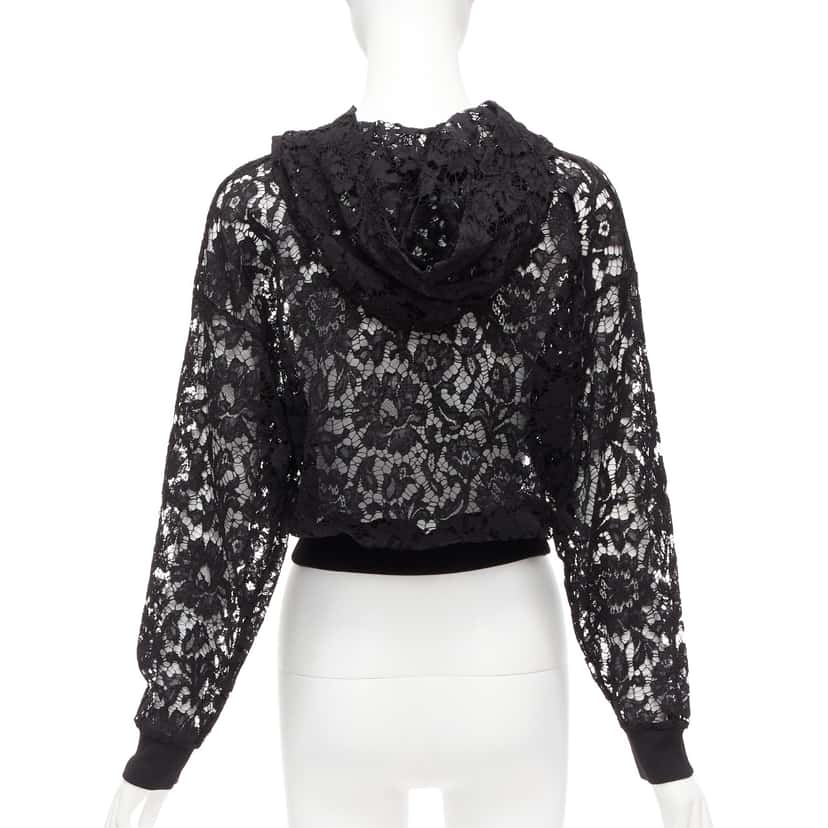 Valentino Garavani Floral Lace Hoodie Black Viscose Never worn - Box View