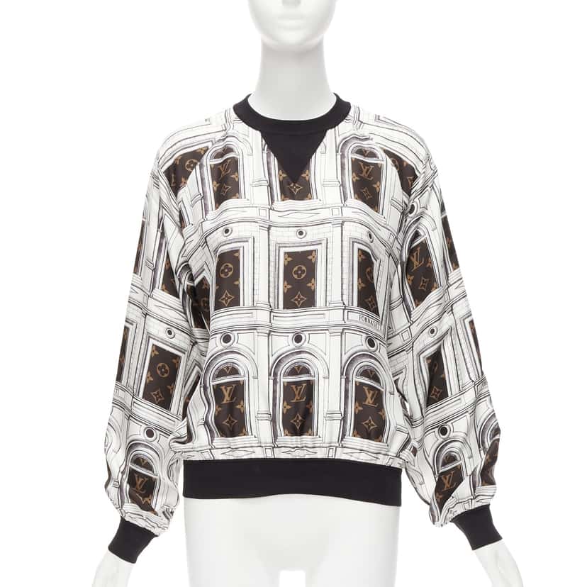 Louis Vuitton Silk Graphic Sweater White Silk Never worn - Front View