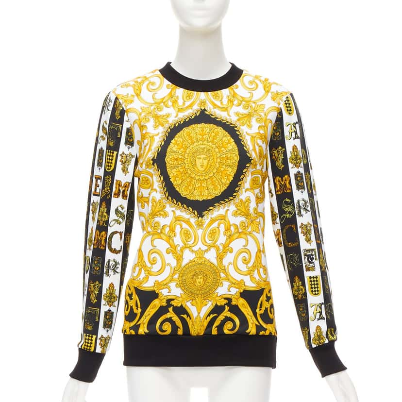 Versace Mixed Barocco Sweater Gold Cotton Very good condition - Front View