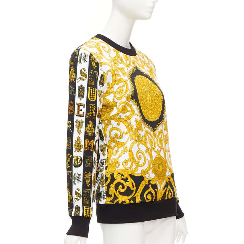 Versace Mixed Barocco Sweater Gold Cotton Very good condition - Inside View