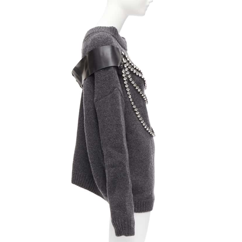 Christopher Kane Rhinestone Sweater Dress Grey Wool Never worn - Model View
