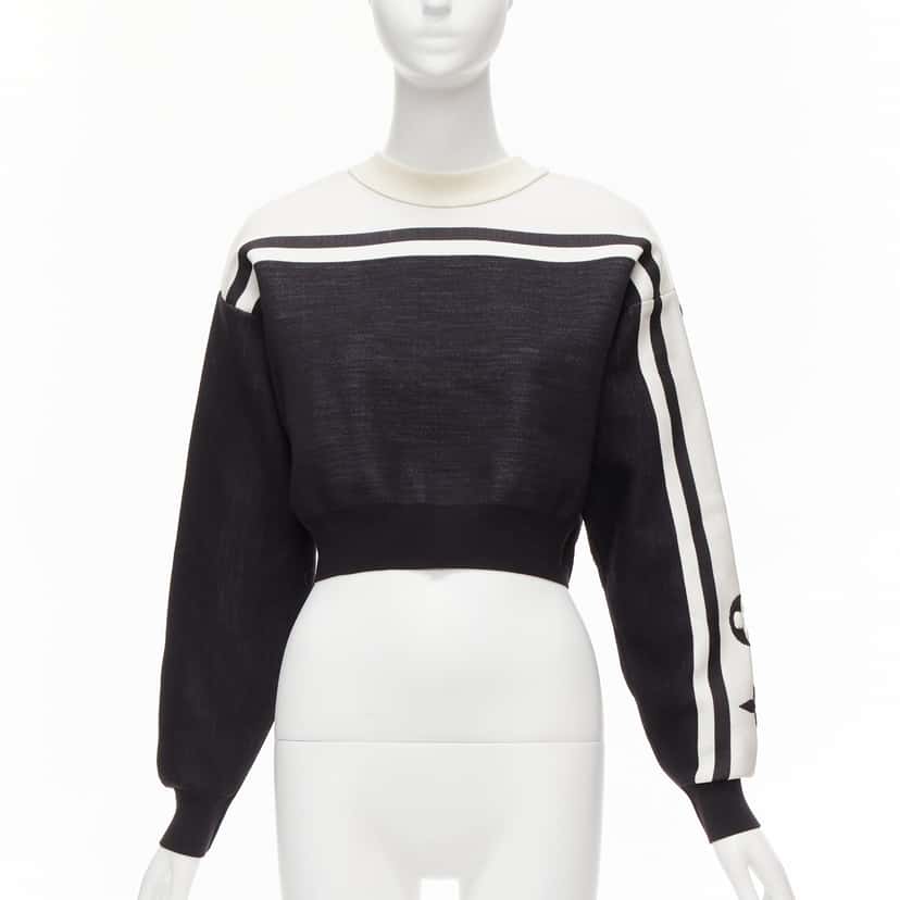 Louis Vuitton Floral Cropped Sweater Black Polyamide Never worn, with tag - Front View