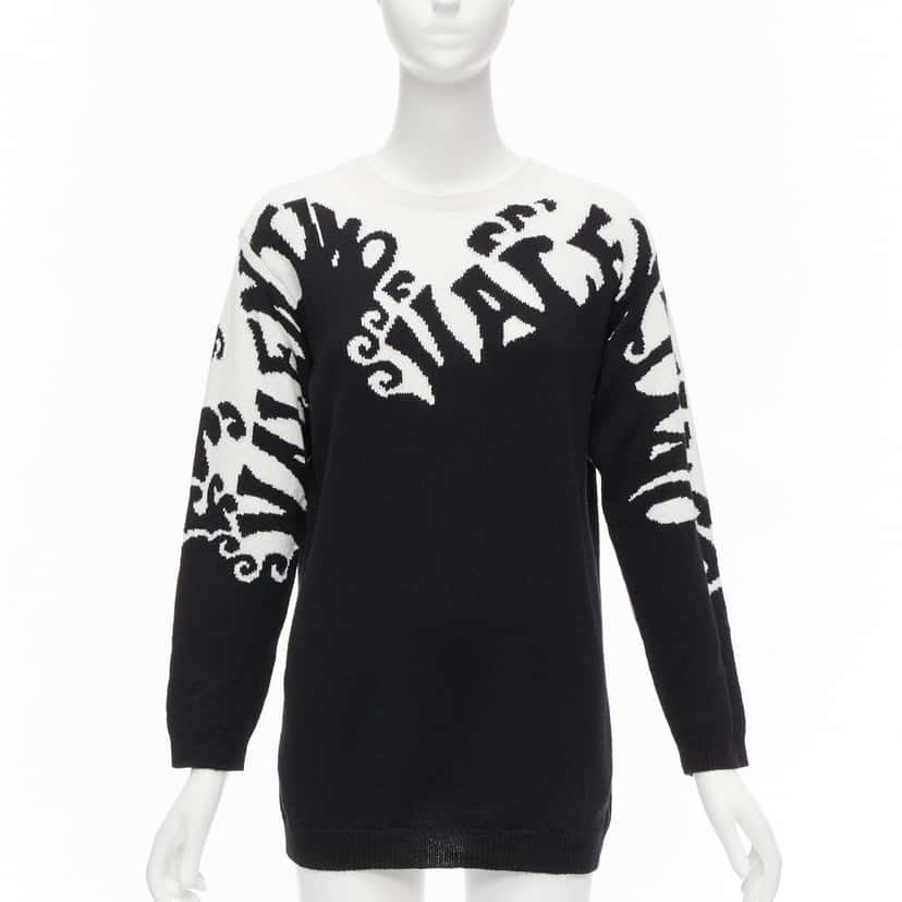 Valentino Garavani Waves Graphic Sweater Black Cashmere Never worn - Front View
