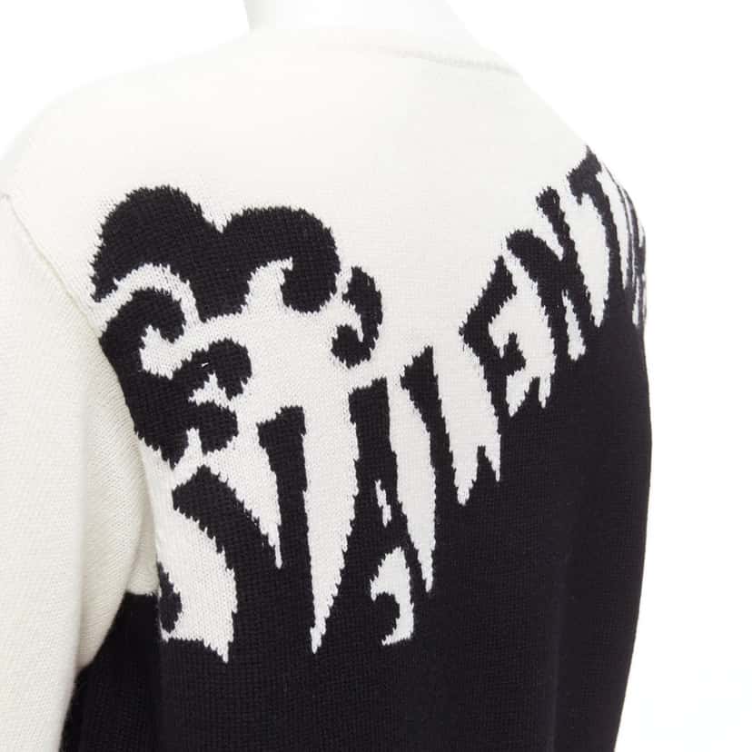 Valentino Garavani Waves Graphic Sweater Black Cashmere Never worn - Back View