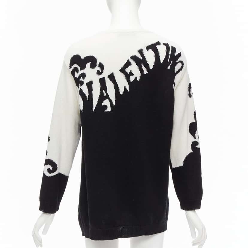 Valentino Garavani Waves Graphic Sweater Black Cashmere Never worn - Box View