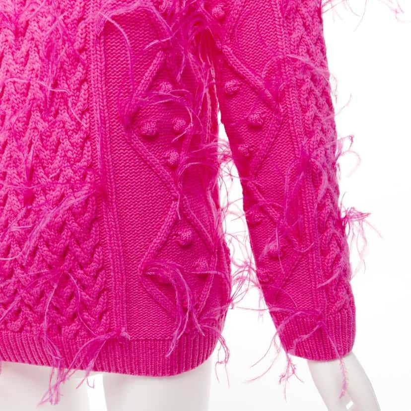 Valentino Garavani Feather Cable Sweater Pink Wool Never worn - Back View