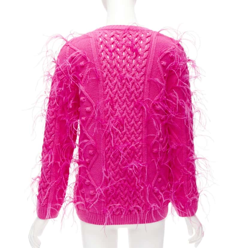 Valentino Garavani Feather Cable Sweater Pink Wool Never worn - Box View
